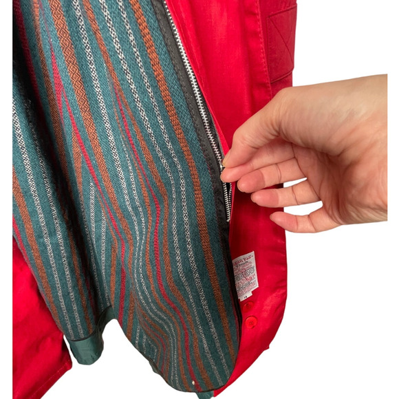 NEW! London Fog 14 Classic $249 Waxed Canvas Trench Coat Long Rain Jacket Red - Picture 9 of 14